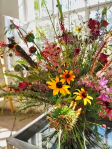 Blumenstrauß am Fenster, Botanischer Garten