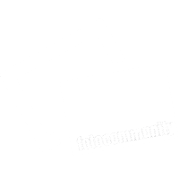 Weißes Rechtecke, die eine stilisierte Kamera bilden, wobei auf einem Rechteck das Wort fotocommunity steht.