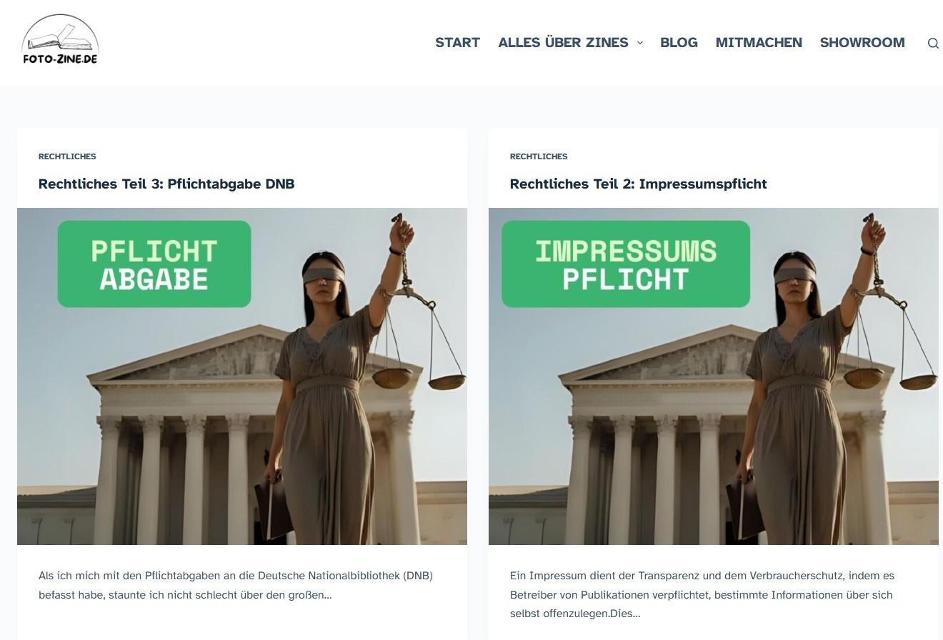 Screenshot der Website Foto-Zine.de